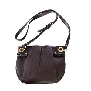Vince Camuto Espresso Brown Leather Crossbody Bag Purse Pebbled